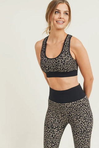 Racerback Bra Leopard Athletic Cheetah Bra Black