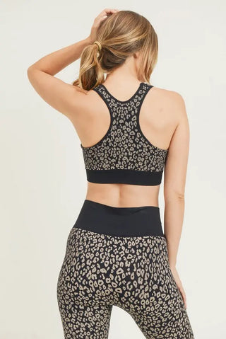 Racerback Bra Leopard Athletic Cheetah Bra Black