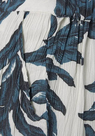 Lascana Women's Wide Leg Print Pants Ivory and Blue