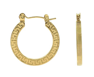 Gold Plated Stainless Steal Roman Engraved Hoop Water Resistant Jewelry