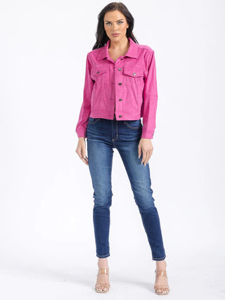 Longsleeve Button Front Jacket - Fuschia
