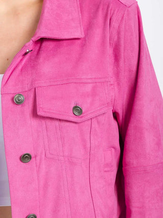 Longsleeve Button Front Jacket - Fuschia