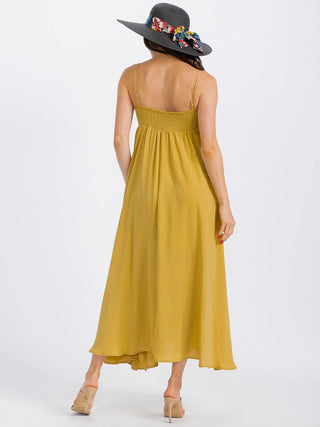 Mustard Empire Waist Flowy Maxi Dress