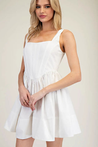 Corset Mini Dress - White Short Summer Dress