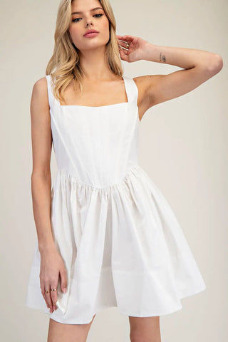 Corset Mini Dress - White Short Summer Dress