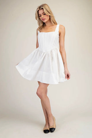 Corset Mini Dress - White Short Summer Dress