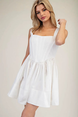 Corset Mini Dress - White Short Summer Dress
