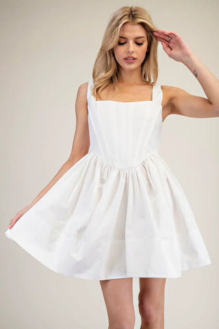 Corset Mini Dress - White Short Summer Dress