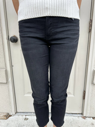 KUT Jeans Rachael High Rise Straight Leg Denim Clean Hem, Uplifting Black