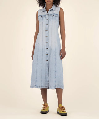 KUT from the Kloth Gretel Sleeveless Denim Shirt Dress Maxi
