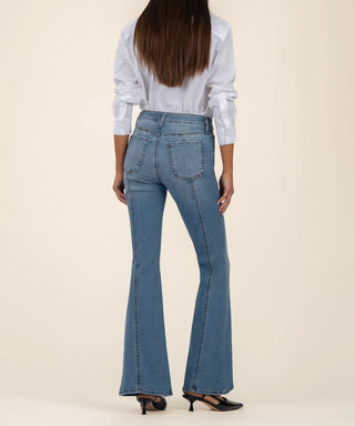 Kut from the Kloth Ana High Rise Fab Ab Super Flare Front and Back Seam - Acceptance Wash