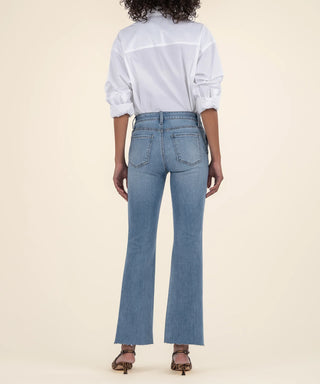 KUT from the Kloth Kelsey Mid Rise Ankle Flare Raw Hem - Motivation Wash