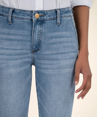 KUT from the Kloth Kelsey Mid Rise Ankle Flare Raw Hem - Motivation Wash
