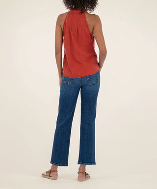 Kut from the Kloth Hester-Twist Front w/ Neck Ruffle Terracotta