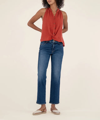 Kut from the Kloth Hester-Twist Front w/ Neck Ruffle Terracotta