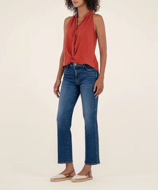 Kut from the Kloth Hester-Twist Front w/ Neck Ruffle Terracotta