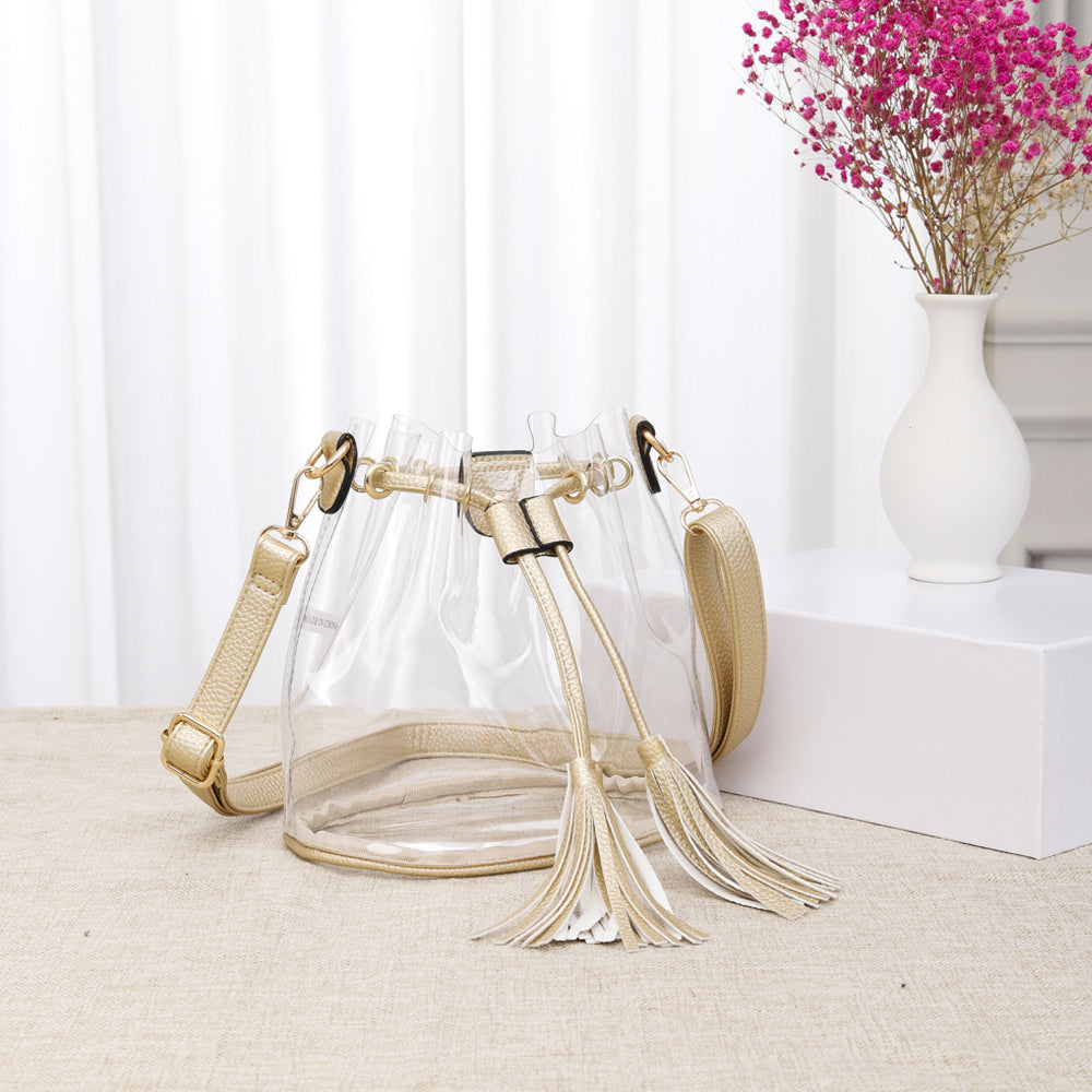 Clear Crossbody Bag in Gold