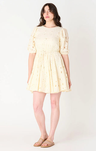 Ecru Eyelet Belted Mini Dress