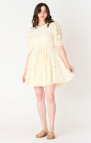 Ecru Eyelet Belted Mini Dress