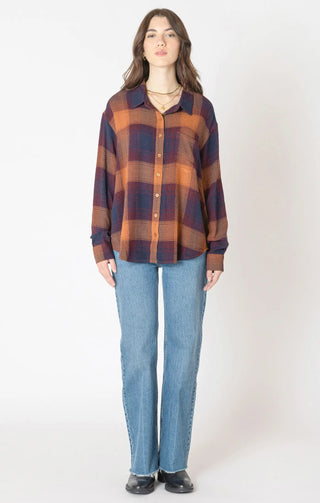 Dex Textured Plaid Long Sleeve Button Up Plum 2623505 D