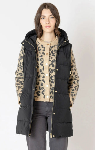 Dex Black Hooded Puffer Vest