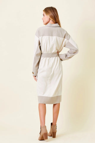 Long Trench Coat Almond Color Blocked Spring Jacket