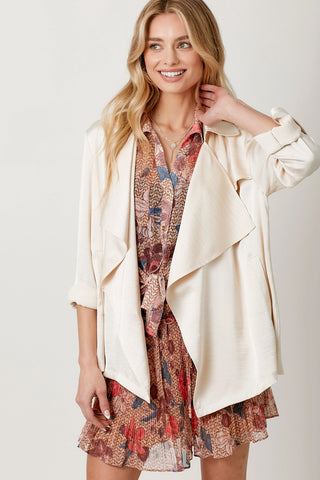 Champagne Satin Trench Short Dressy Jacket