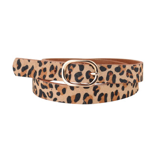 Skinny Leopard Calf-Hair Leather Belt