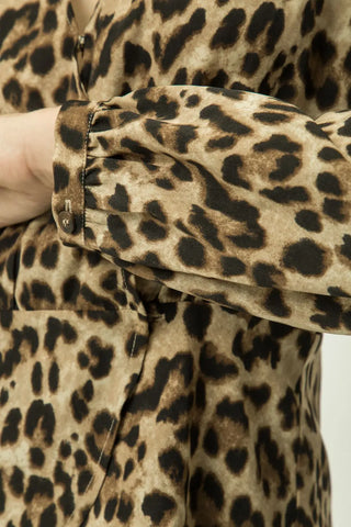 Dressy Faux Wrap Leopard Blouse