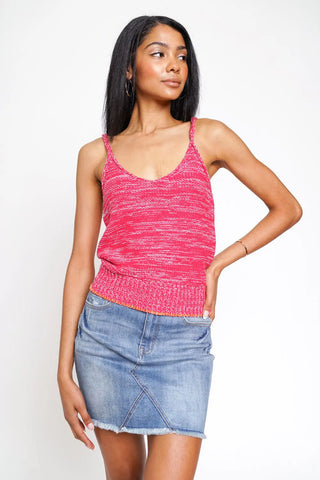 Hot Pink Heathered Sweater Tank