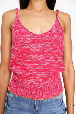 Hot Pink Heathered Sweater Tank