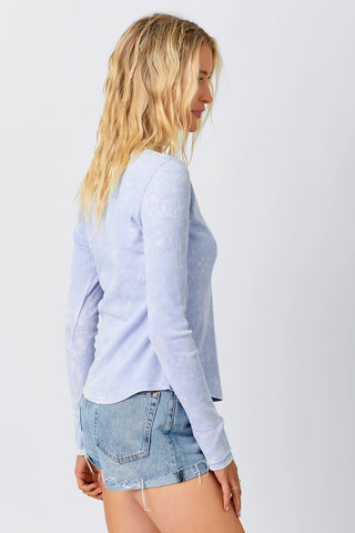 Long Sleeve Henley Spring Thermal Shirt Ice Blue