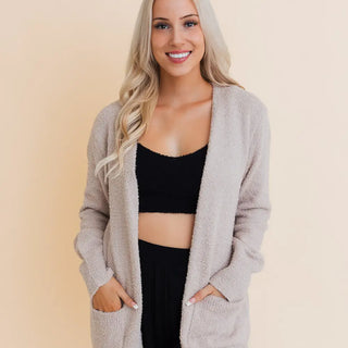 Cozy Boucle Longline Cardigan Oatmeal