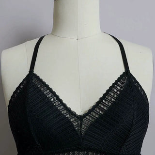 Cutwork Knit Racerback Bralette, Black