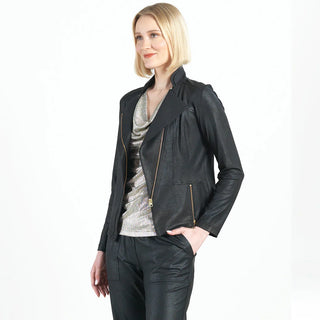 Clara Sunwoo Liquid Leather Signature Jacket, Black