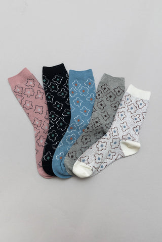 Vintage Floral Pattern Crew Sock