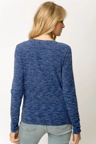 Twist Front Long Sleeve Knit Top Blue Sapphire