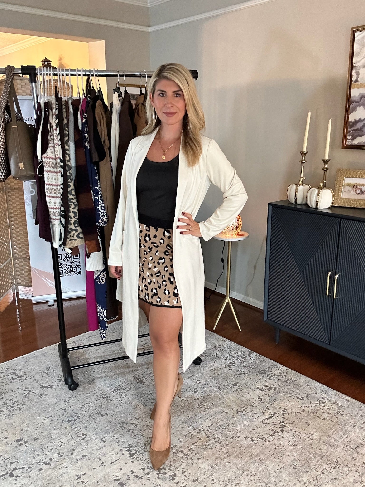 Leopard Print Knit Sweater Skirt