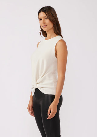 Ribbed Sweater Sleeveless with Faux Knot Cream