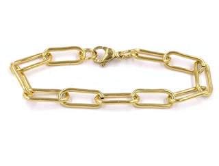 Lidia Thick Paperclip Chain Bracelet 6.6 inch Gold Plated