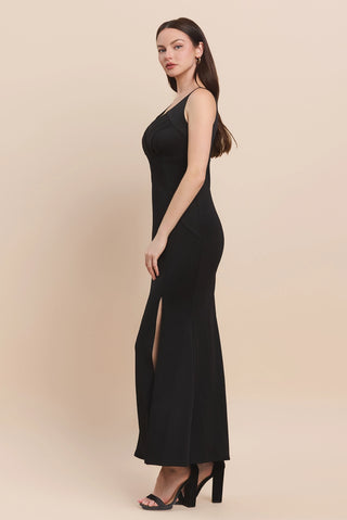 Mermaid Scuba Black Gown  w/ Pleated Bust