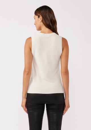 Ribbed Sweater Sleeveless with Faux Knot Cream