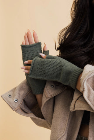 Open Mittens Olive Phone Friendly