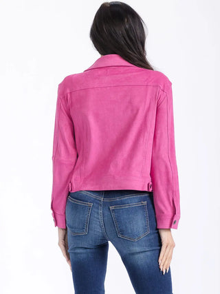 Longsleeve Button Front Jacket - Fuschia
