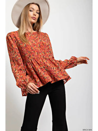 Fall Jacquard Baby Doll Blouse