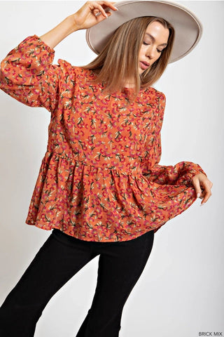 Fall Jacquard Baby Doll Blouse