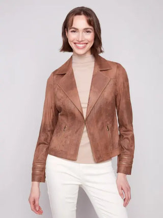 Charlie B Women's Faux Leather Moto Jacket, Clay