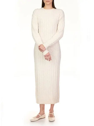 Sanctuary Cable Crew Neck Maxi Dress Heather Chalk