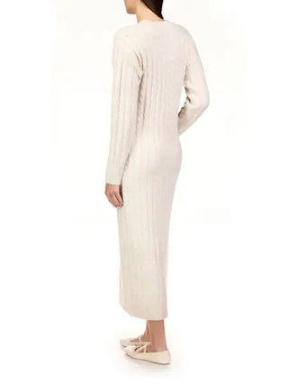 Sanctuary Cable Crew Neck Maxi Dress Heather Chalk