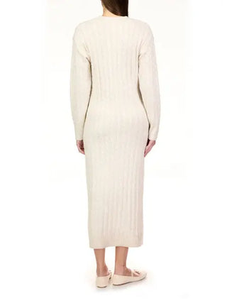 Sanctuary Cable Crew Neck Maxi Dress Heather Chalk